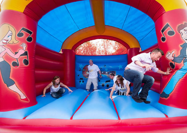adults on bouncy castle
