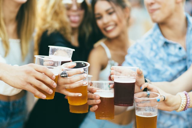 group of friends with beer or ale